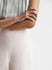 Reiss Trousers | Carlie Mid Rise Wide Leg Trousers Cream - Women