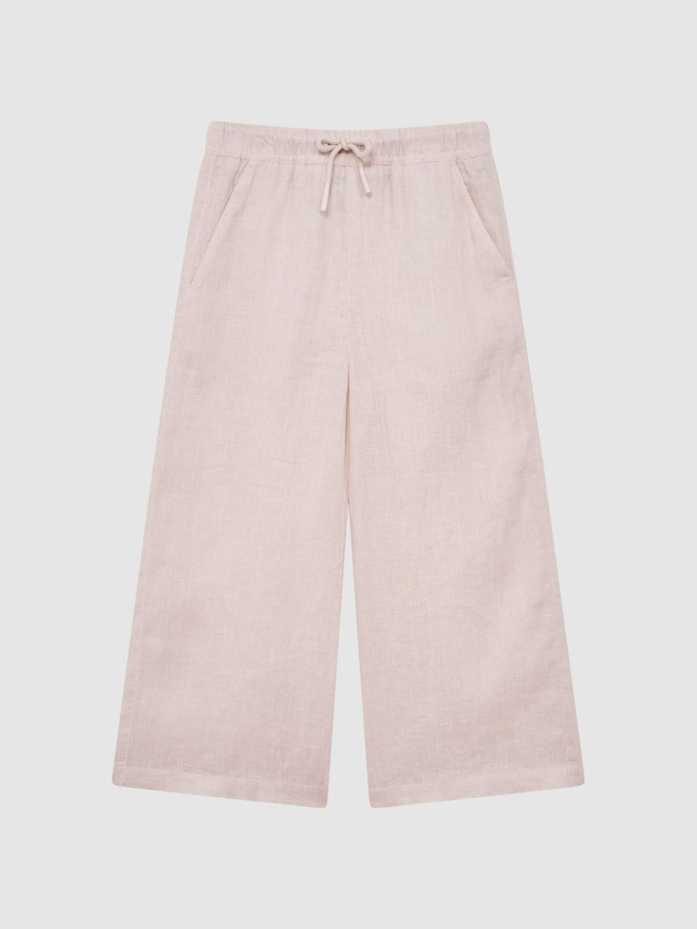 Reiss Trousers | Cleo Linen Drawstring Trousers Soft Pink - Children