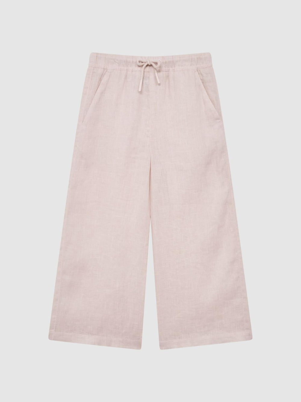 Reiss Trousers | Cleo Linen Drawstring Trousers Soft Pink - Children