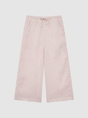 Reiss Trousers | Cleo Linen Drawstring Trousers Soft Pink - Children