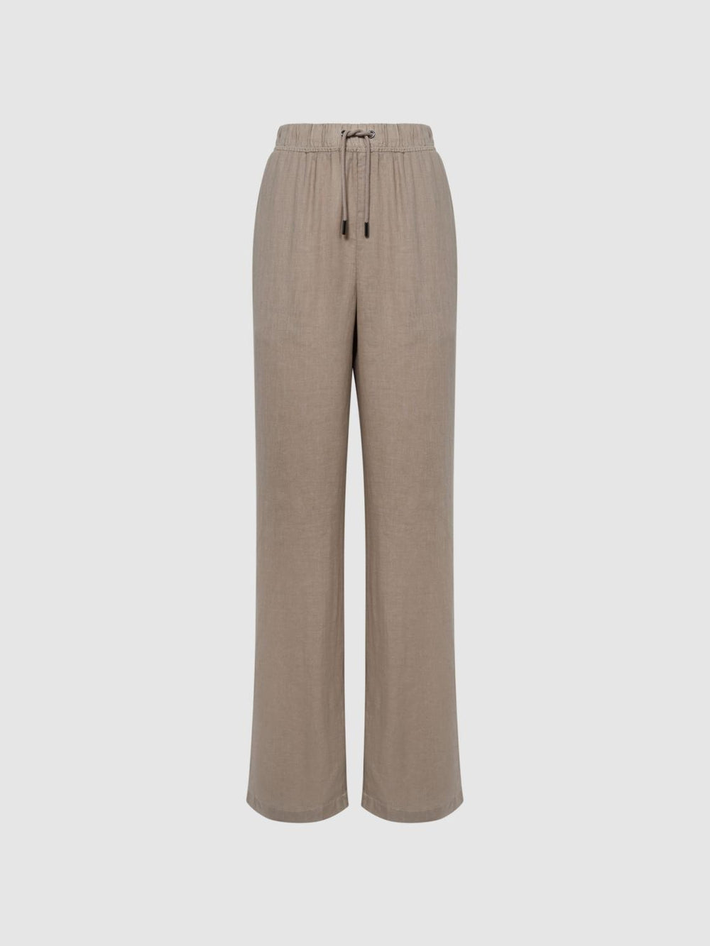 Reiss Trousers | Cleo Linen Wide Leg Drawstring Trousers Mink - Women
