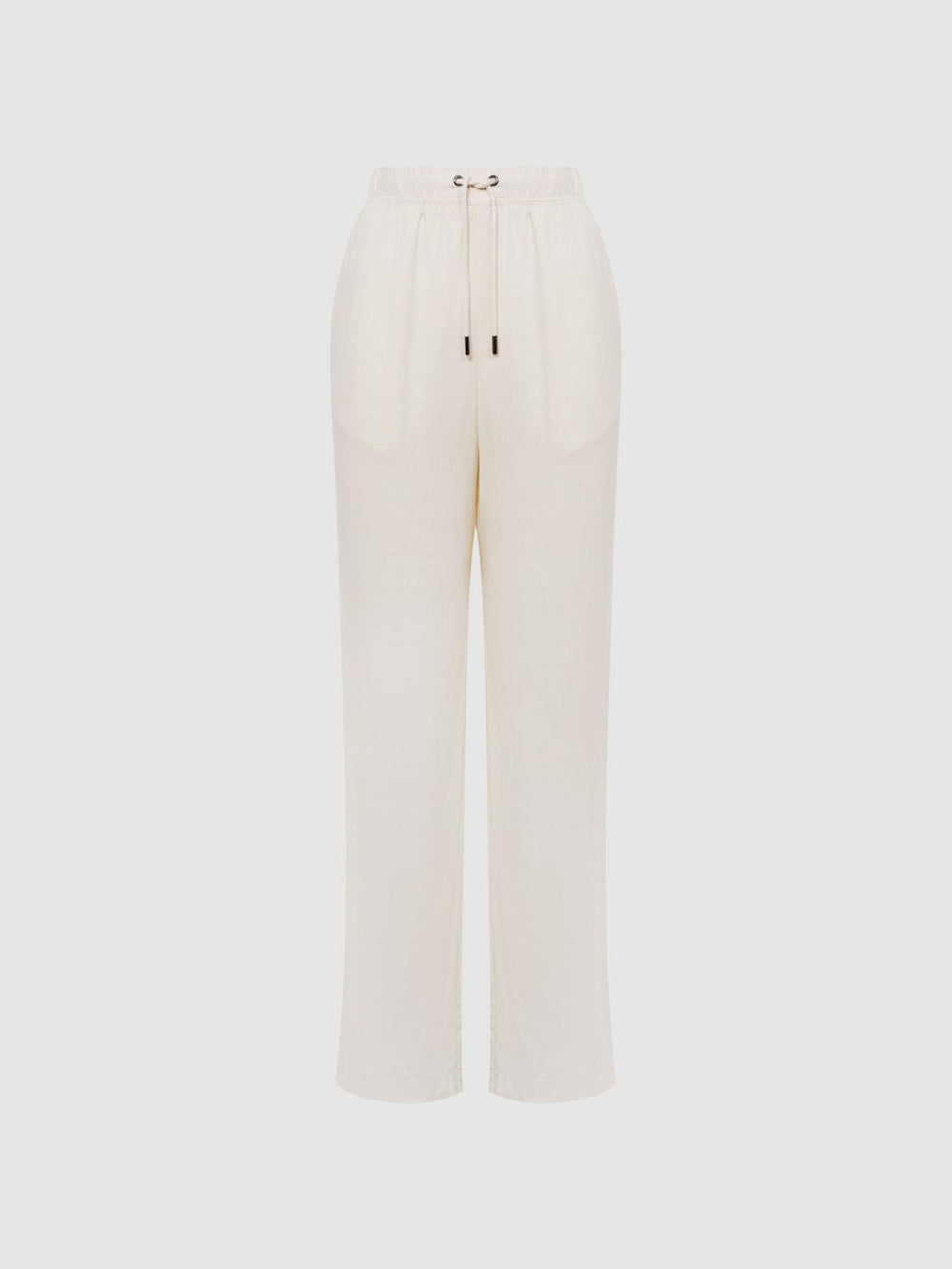 Reiss Trousers | Cleo Linen Wide Leg Drawstring Trousers Mink - Women