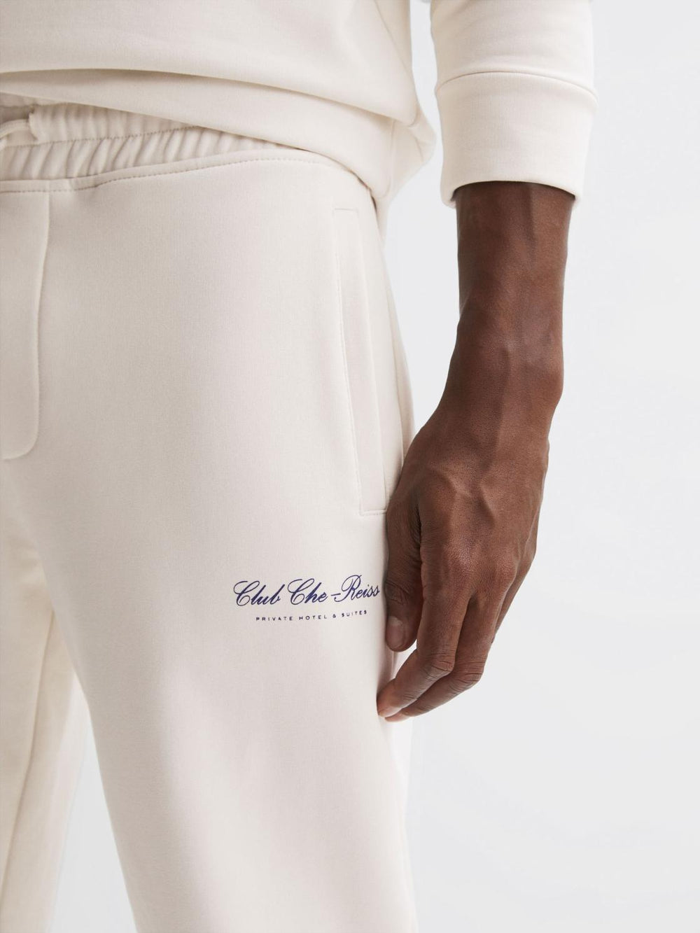 Reiss Trousers | Dawson Reiss | Ché Motif Cotton Drawstring Joggers Off White - Men