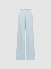 Reiss Trousers | Demi Linen Wide Leg Garment Dyed Trousers Ice Blue - Women