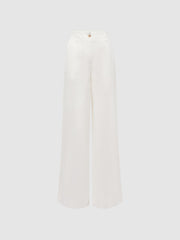 Reiss Trousers | Demi Linen Wide Leg Garment Dyed Trousers White - Women
