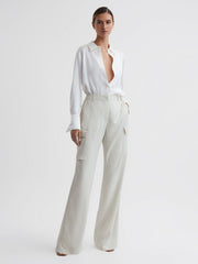 Reiss Trousers | Drew Wide Leg Combat Trousers Neutral - Women
