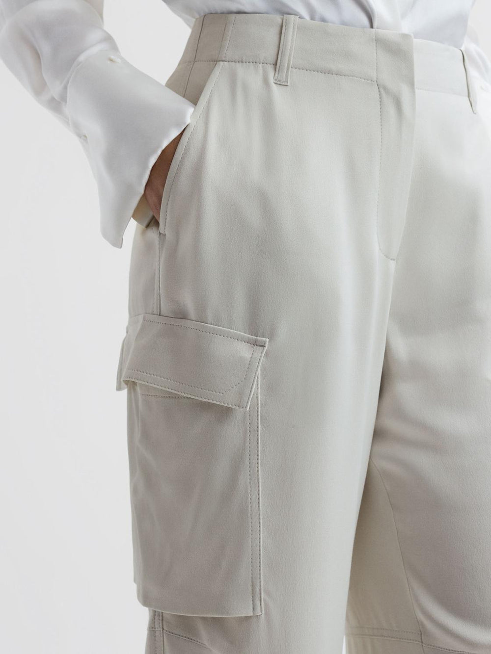 Reiss Trousers | Drew Wide Leg Combat Trousers Neutral - Women