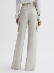 Reiss Trousers | Drew Wide Leg Combat Trousers Neutral - Women