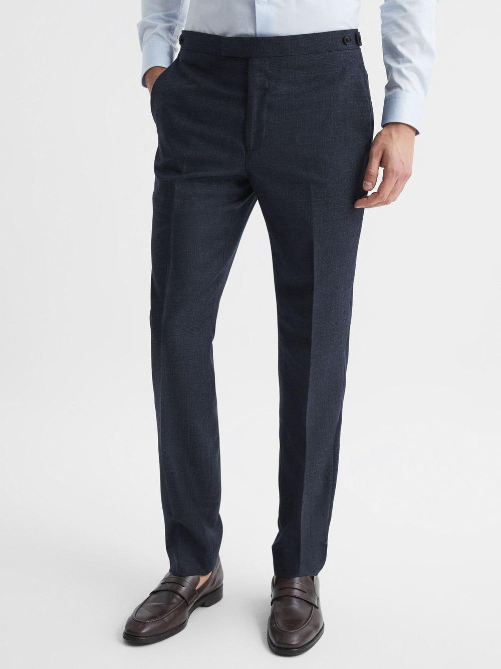 Reiss Trousers | Dunn Textured Slim Fit Trousers Navy - Men