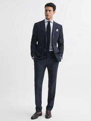 Reiss Trousers | Dunn Textured Slim Fit Trousers Navy - Men