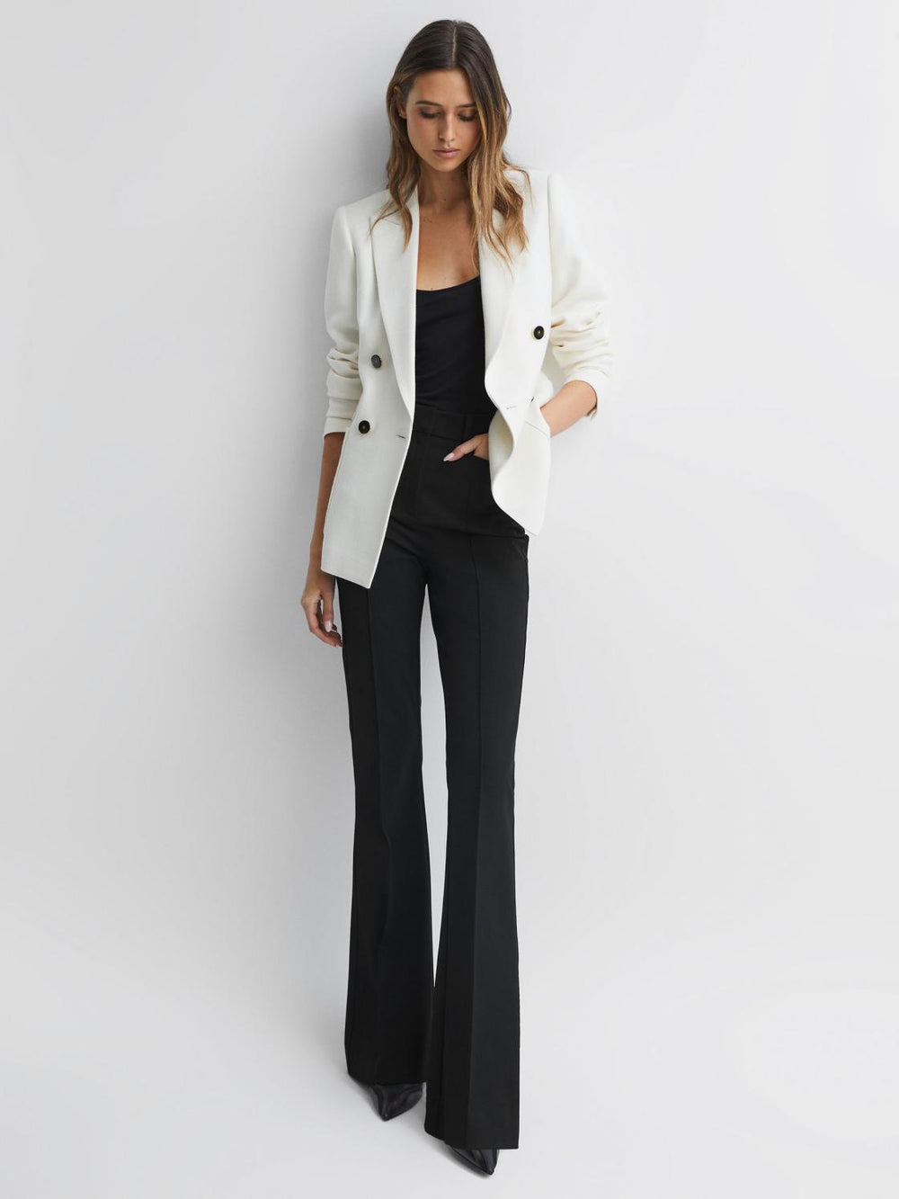 Reiss Trousers | Dylan Flared Trousers Black - Women