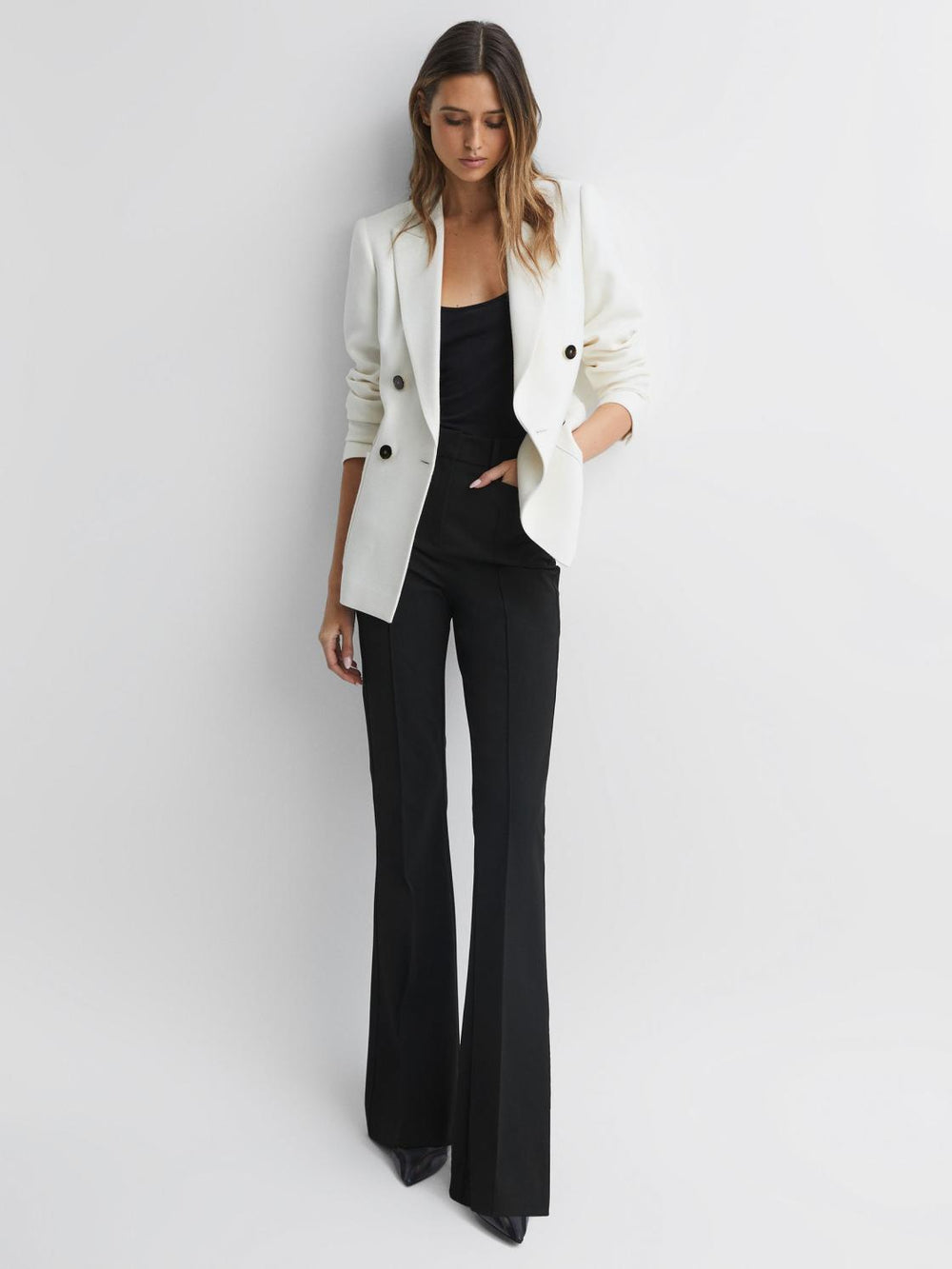 Reiss Trousers | Dylan Flared Trousers Black - Women