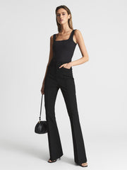 Reiss Trousers | Dylan Flared Trousers Black - Women