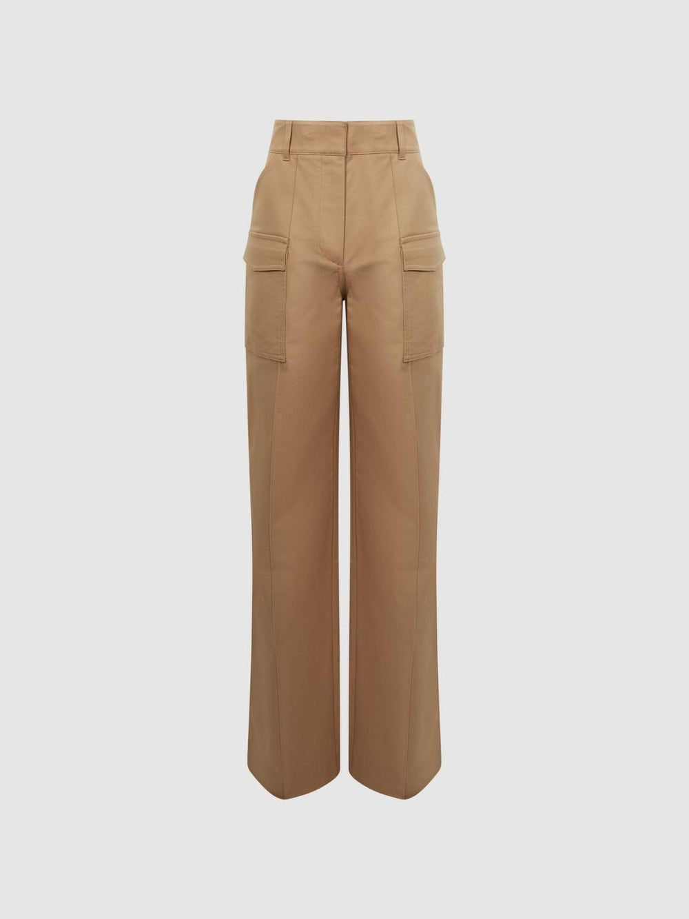 Reiss Trousers | Eliana Wide Leg Combat Trousers Camel - Women