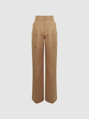 Reiss Trousers | Eliana Wide Leg Combat Trousers Camel - Women