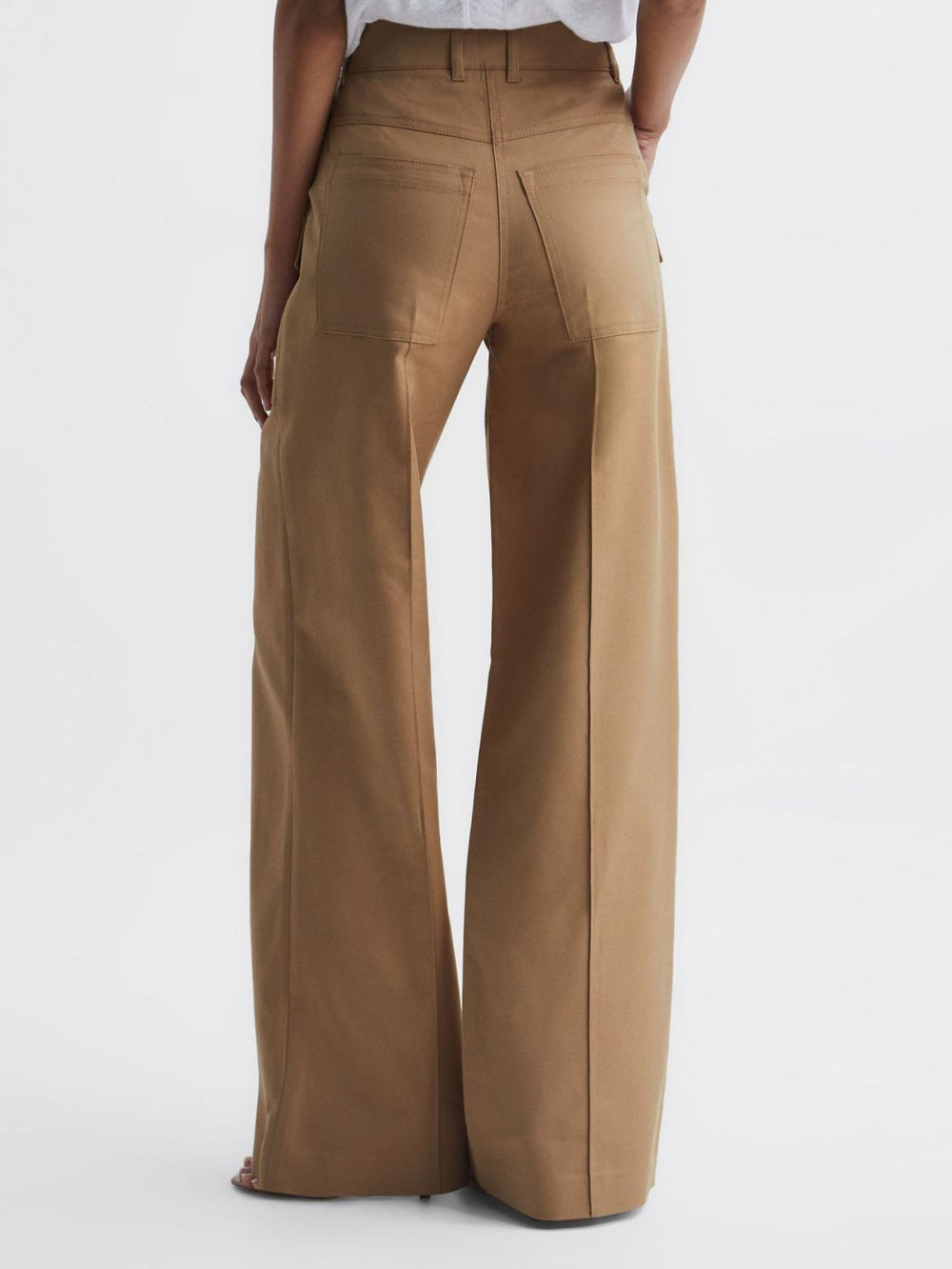 Reiss Trousers | Eliana Wide Leg Combat Trousers Camel - Women