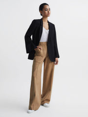 Reiss Trousers | Eliana Wide Leg Combat Trousers Camel - Women