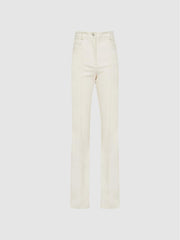 Reiss Trousers | Florence High Rise Flared Trousers Cream - Women