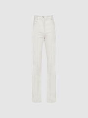 Reiss Trousers | Florence High Rise Flared Trousers Cream - Women