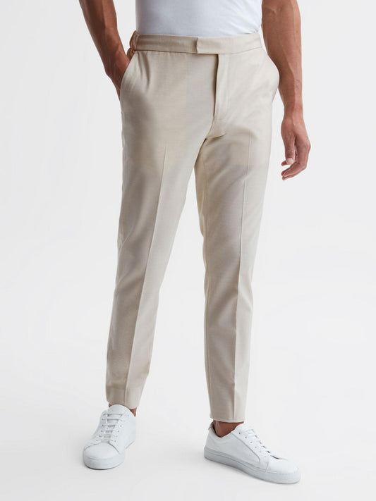 Reiss Trousers | Found Drawcord Waist Relaxed Trousers Ecru - Men
