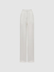 Reiss Trousers | Gina Mid Rise Wide Leg Trousers Ivory - Women