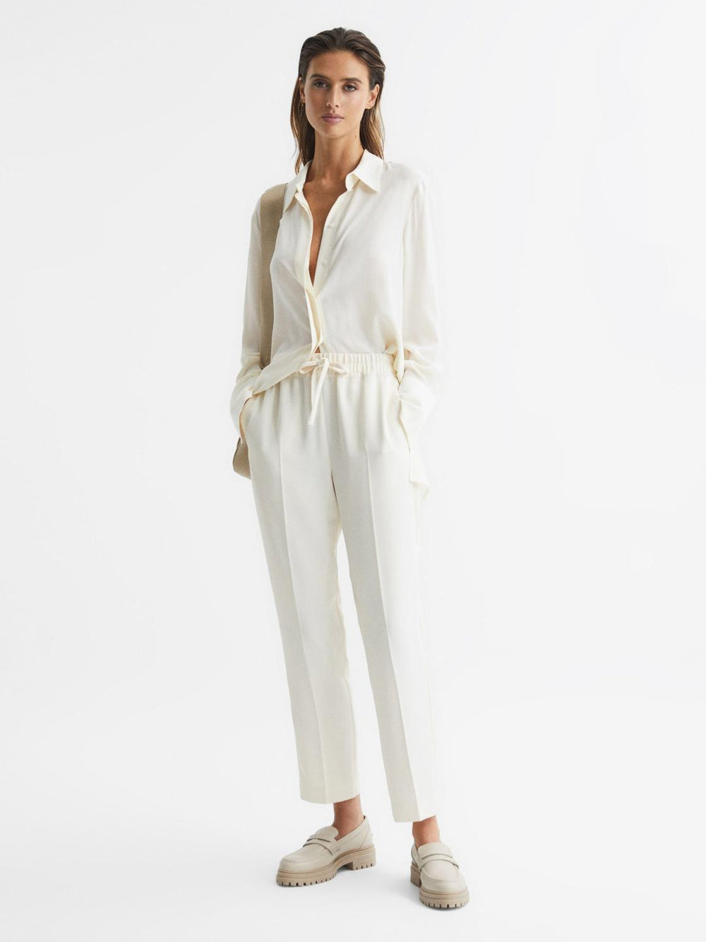 Reiss Trousers | Hailey Pull On Trousers Cream - Women