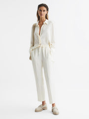 Reiss Trousers | Hailey Pull On Trousers Cream - Women