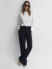 Reiss Trousers | Hailey Wide Wide Leg Pull On Trousers Cream - Women