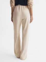 Reiss Trousers | Hailey Wide Wide Leg Pull On Trousers Cream - Women