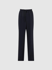 Reiss Trousers | Hailey Wide Wide Leg Pull On Trousers Navy - Women