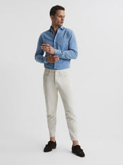 Reiss Trousers | Hammond Brushed Cotton Relaxed Fit Trousers Stone - Men