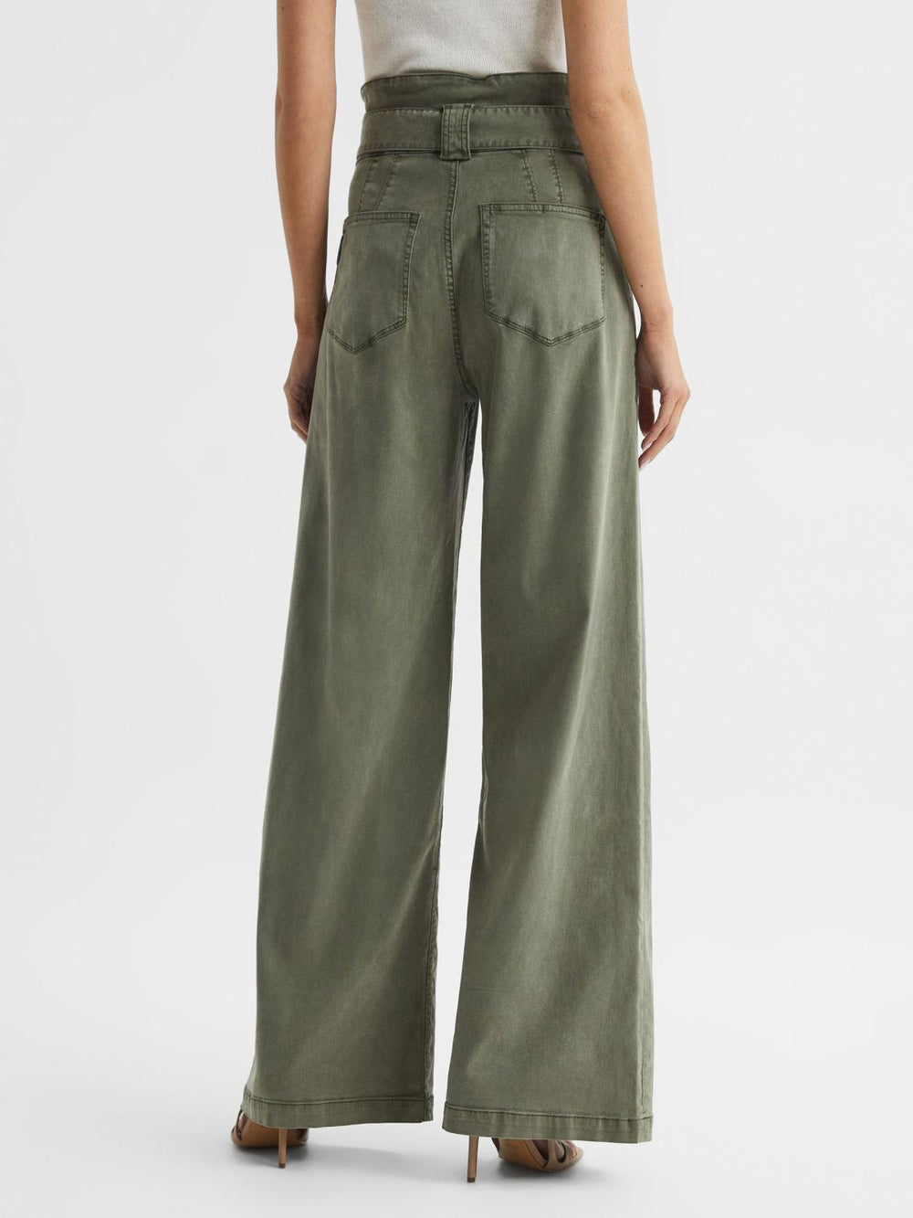 Reiss Trousers | Harper Paige High Rise Paper Bag Trousers Vintage Ivy Green - Women