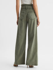 Reiss Trousers | Harper Paige High Rise Paper Bag Trousers Vintage Ivy Green - Women