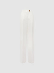 Reiss Trousers | Hollie Wide Leg Linen Trousers Blue - Women