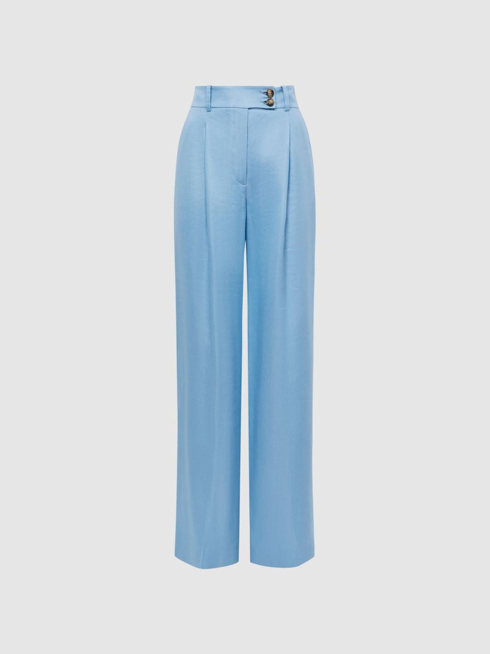 Reiss Trousers | Hollie Wide Leg Linen Trousers Blue - Women