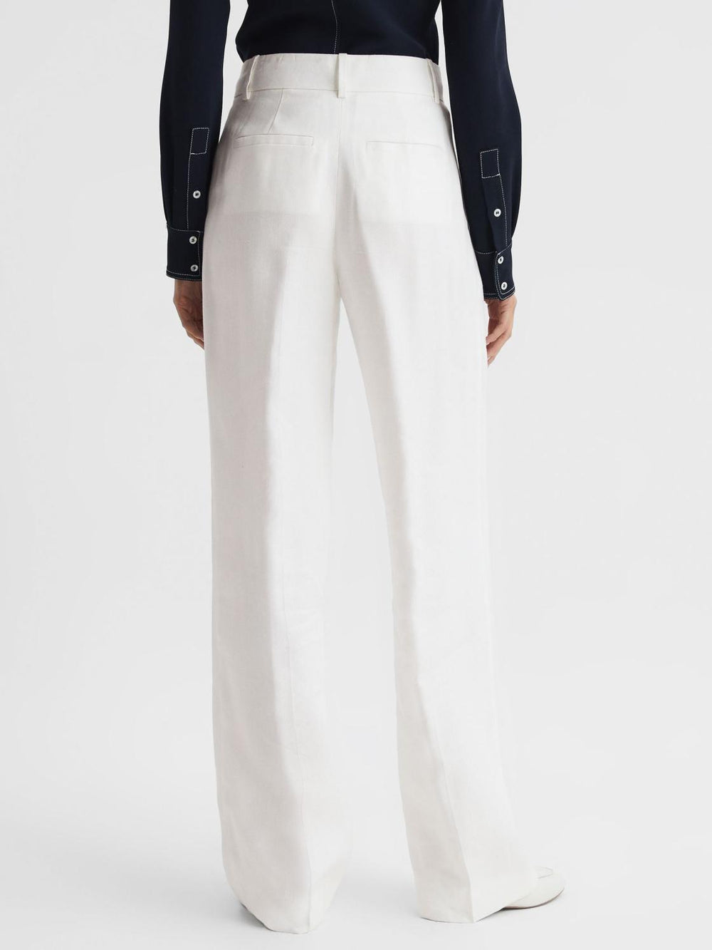 Reiss Trousers | Hollie Wide Leg Linen Trousers White - Women