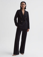 Reiss Trousers | Iria Wool Blend Wide Leg Trousers Navy - Women