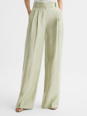 Reiss Trousers | Izzie Wide Leg Occasion Trousers Sage - Women
