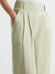 Reiss Trousers | Izzie Wide Leg Occasion Trousers Sage - Women