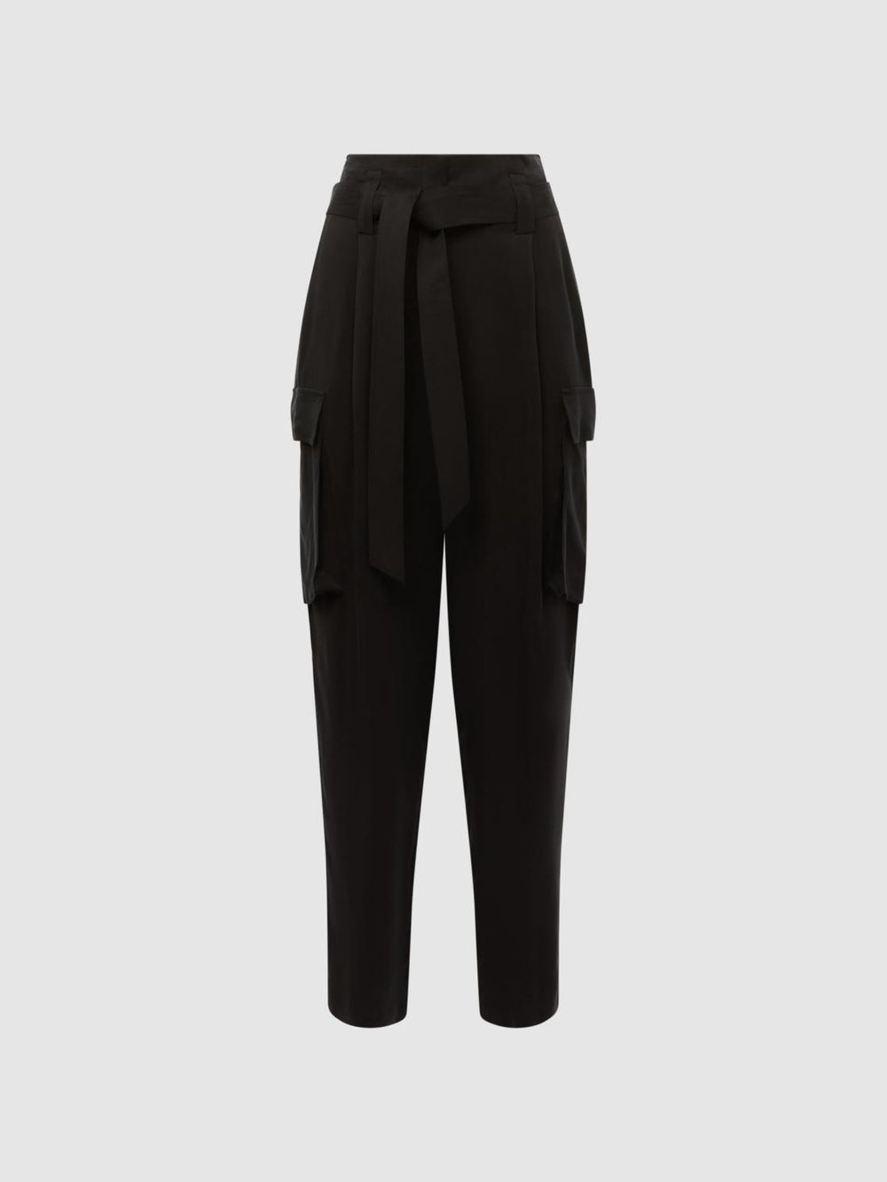 Reiss Trousers | Joanie High Rise Straight Leg Utility Trousers Black - Women