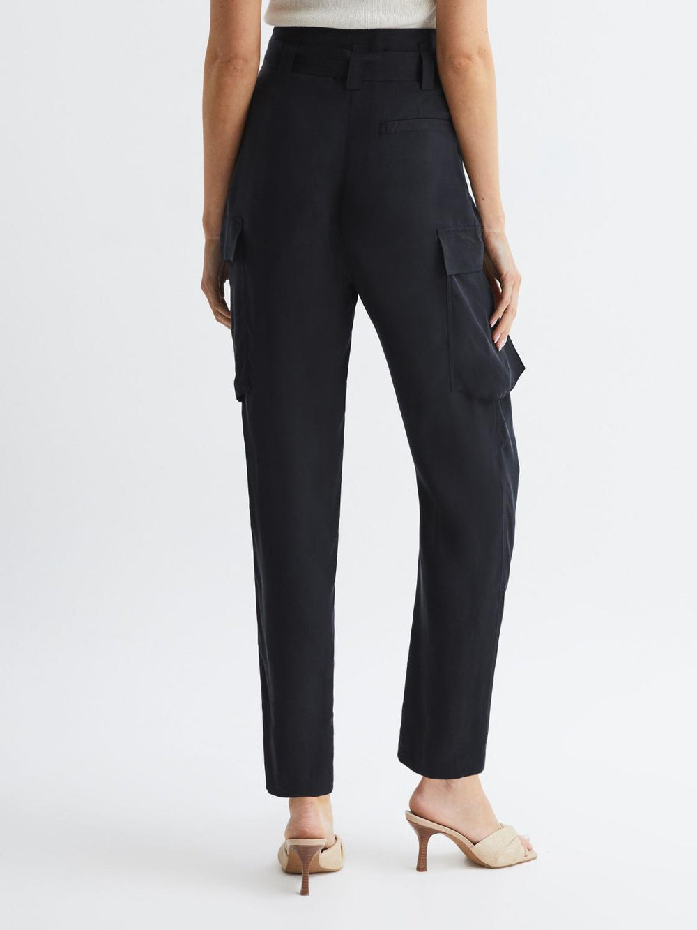 Reiss Trousers | Joanie High Rise Straight Leg Utility Trousers Black - Women