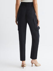 Reiss Trousers | Joanie High Rise Straight Leg Utility Trousers Black - Women