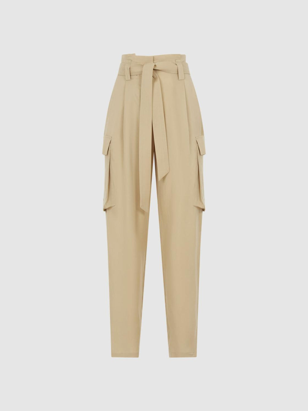 Reiss Trousers | Joanie High Rise Straight Leg Utility Trousers Neutral - Women