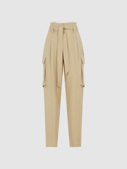 Reiss Trousers | Joanie High Rise Straight Leg Utility Trousers Neutral - Women