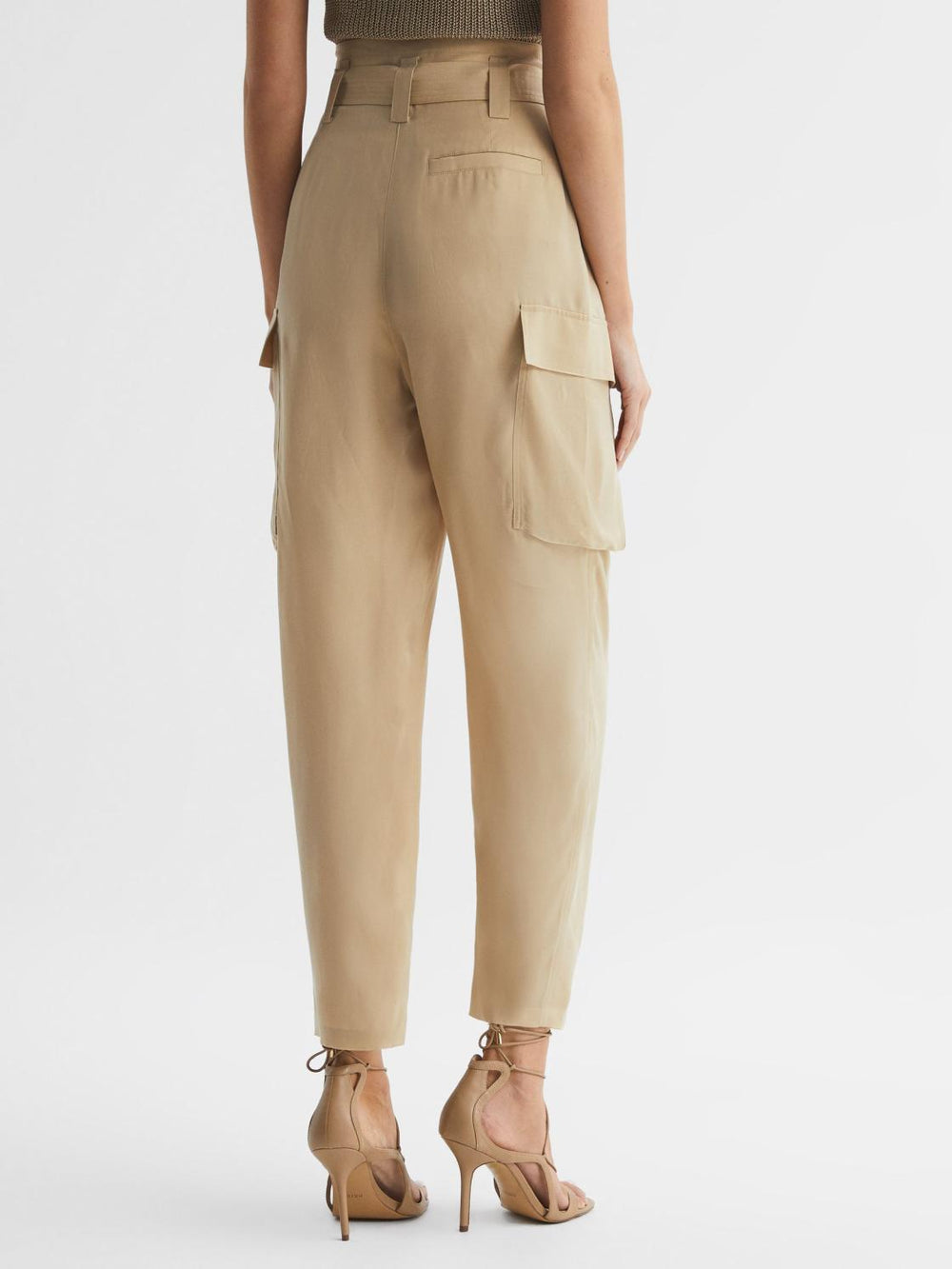Reiss Trousers | Joanie High Rise Straight Leg Utility Trousers Neutral - Women