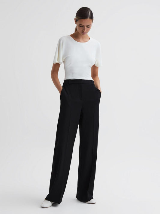 Reiss Trousers | Joanne Wide Wide Leg Trousers Black - Women