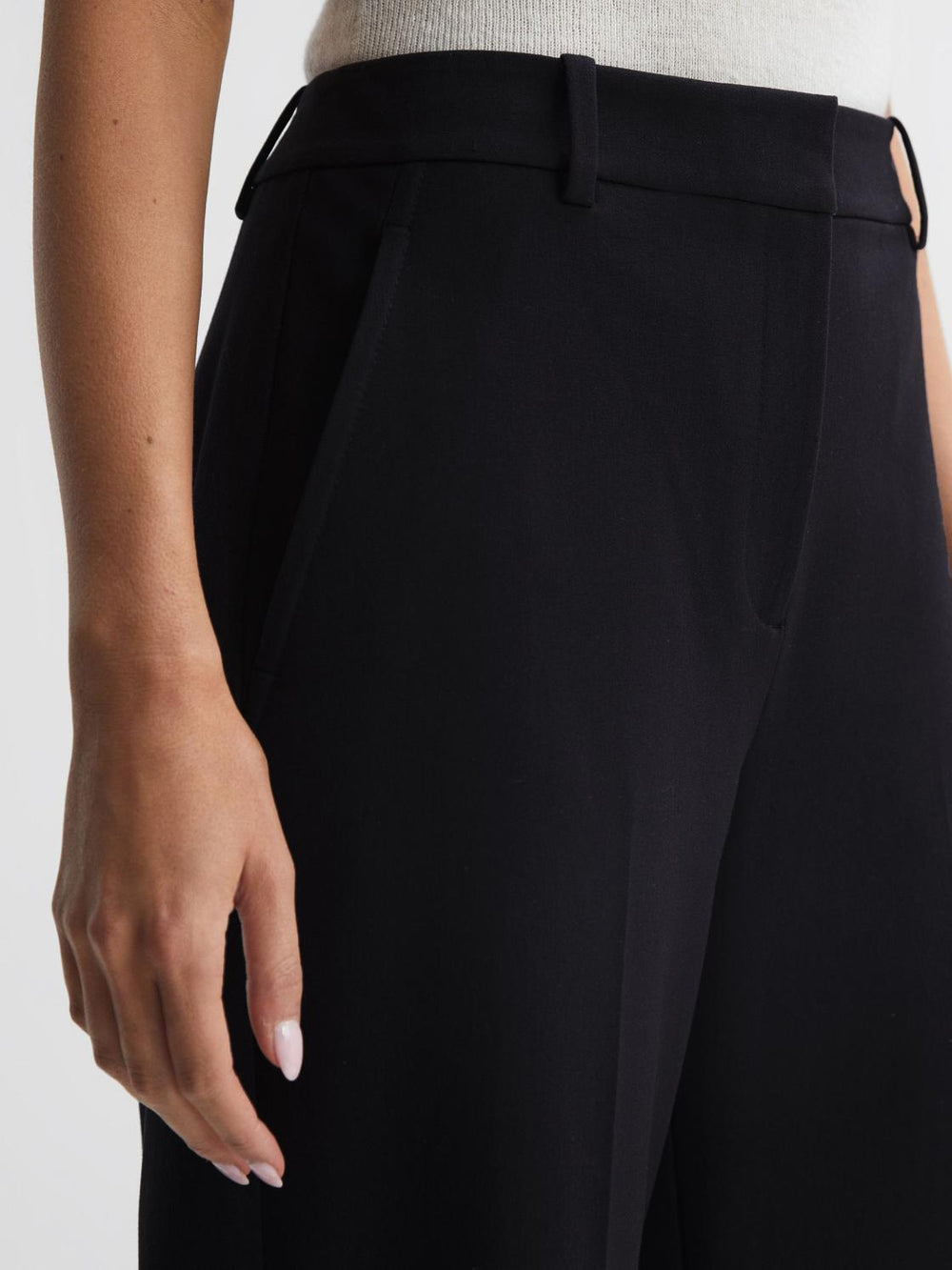 Reiss Trousers | Joanne Wide Wide Leg Trousers Navy - Women