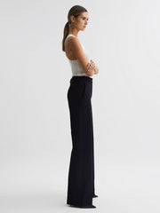 Reiss Trousers | Joanne Wide Wide Leg Trousers Navy - Women