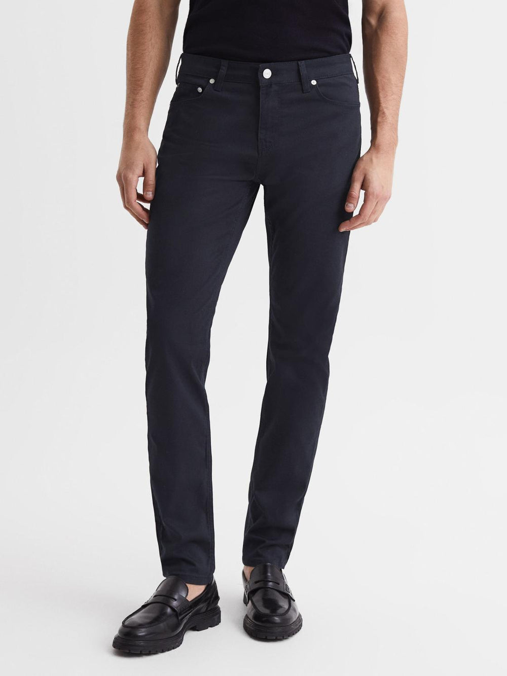 Reiss Trousers | Kalkan Slim Fit Five Pocket Trousers Navy - Men