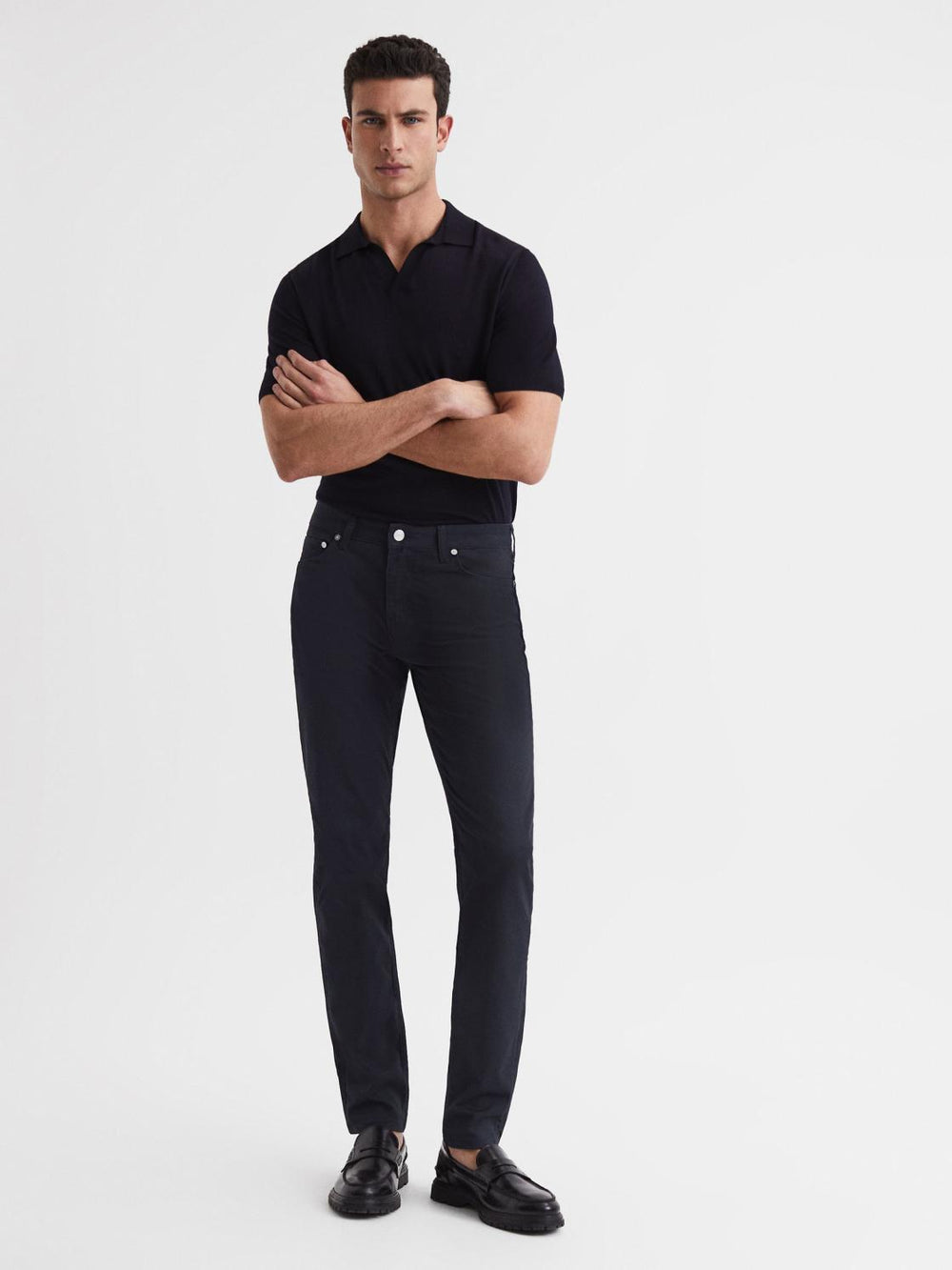 Reiss Trousers | Kalkan Slim Fit Five Pocket Trousers Navy - Men